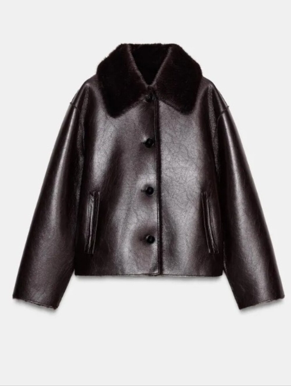 Rebecca Minkoff Dark Brown Leather Shearling Jacket